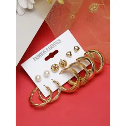 YouBella Set Of 6 Gold-Plated Beaded Circular Studs-picture-16