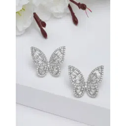 YouBella Silver Plated Zircon AD Studded Butterfly Stud Earrings-picture-31