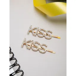 YouBella Women Gold-Toned & White Set of 2 Bobby Pins-picture-21