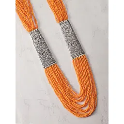 YouBella Women Oxidised Orange Silver Plated Beaded Layered Necklace-picture-36