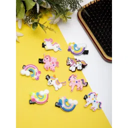 YouBella Women Pack Of 10 Multi-Colored Unicorn Style Hair Clips-picture-18