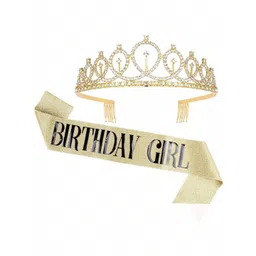 YouBella Women Rhinestone Tiara with 'Birthday Girl' Sash-picture-36
