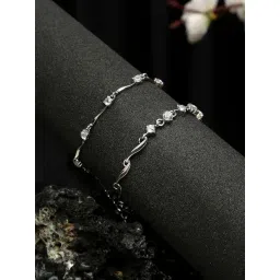 YouBella Women Silver-Toned Silver-Plated Ring Flexible fit Bracelet - Set of 2-picture-19