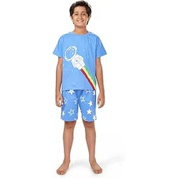 yougotplanb Unisex Pure Cotton Night Suit | Half Sleeve | Printed Design | Kids Nightwear/Nightdress for Boys and Girls | Top and Pyjama Set-picture-35