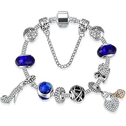 Charismatic Charms Bracelets for Women Murano Glass Crown and Leaf Charm Bracelet For Girls-image-7