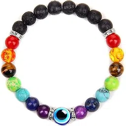 Gift D'Vine 7 Chakra Certified Natural Stones Reiki Healing Meditation and Protection 8-9mm Crystal Beads Multicolor Bracelet for Men and Women-image-2