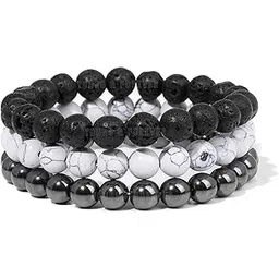 Gift D'vine Natural Gemstones Reiki Crystal Semi Precious Crystal Beads Combo Layered Bracelets for Men and Women-image-5