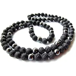 Gift D'vine Spiritual Natural Semi Precious Stone Jewellery Necklace Hematite Lava Rock Lapis Lazuli Reiki Men Necklace Buddha Beads and Men Necklace Long-image-12