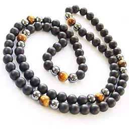 Gift D'vine Spiritual Natural Semi Precious Stone Jewellery Necklace Hematite Lava Rock Lapis Lazuli Reiki Men Necklace Buddha Beads and Men Necklace Long-image-6