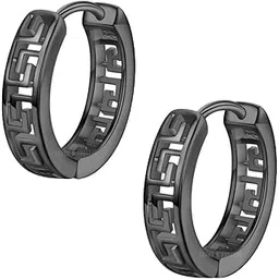 Gift Stainless Steel Hoop Stud Earrings for Men and Boys-image-9