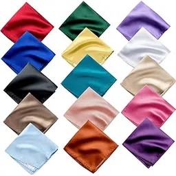 Satin Pocket Square for Men | Wedding Handkerchief for Suits, Blazers & Tuxedo | Men's Pocket Square Combo (Pack of 15) (Multicolor)-image-41