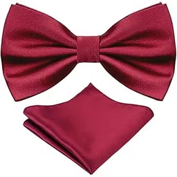 young arrow Premium Pre-Tied Satin Bow Tie and Pocket Square for Men | Handcrafted Bow Tie & Wedding Handkerchief for Suits, Blazers & Tuxedo for Formal Events & Weddings (Maroon)-picture-44