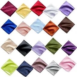 young arrow Satin Pocket Square for Men | Wedding Handkerchief for Suits, Blazers & Tuxedo | Men's Pocket Square Combo (Pack of 20) (Multicolor)-picture-21