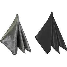 young arrow Satin Pocket Square for Men, Wedding Handkerchief for Suits, Blazers & Tuxedo, Men's Pocket Square Combo (Pack of 2) (Metallic Grey & Black)-picture-14