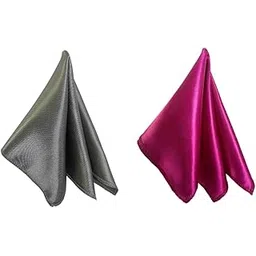 young arrow Satin Pocket Square for Men, Wedding Handkerchief for Suits, Blazers & Tuxedo, Men's Pocket Square Combo (Pack of 2) (Metallic Grey & Purple)-picture-12