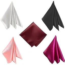 young arrow Satin Pocket Square for Men, Wedding Handkerchief for Suits, Blazers & Tuxedo, Pocket Square Combo (Pack of 5) (Multicolor)-picture-29