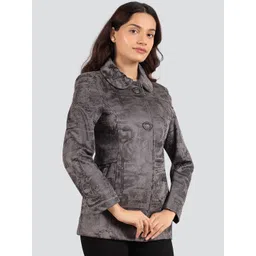 YOUNG CLUB CLASSIC Women Self Design Spread Collar Wool Single-Breasted Overcoat-picture-45