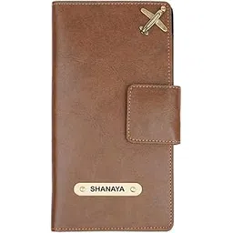 your gift studio Customized Leather Travel Wallet, Passport Holder With Name & Charm Personalized Passport Case, Leather Travel Document Holder For Men & Women Travel Accessories, Brown-picture-15