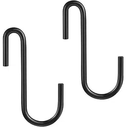 YourGift Steel 10 Pack Heavy Duty S Hooks Black S Shaped Hooks Hanging Hangers Hooks For Kitchen, Bathroom, Bedroom And Office: Pan, Pot, Coat, Bag, Plants(10 Pack/S Hook/Black/2.4 Inch)-picture-24