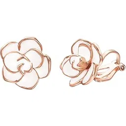yoursfs Rose Flower Clip on Earrings for Women 18K Gold Plated Dainty Non Pierced Ears Jewelry Gifts for Valentine's Day, Zinc, No Gemstone-picture-12