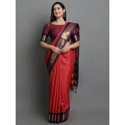 yourwish Checked Woven Design Zari Garad Saree-picture-15
