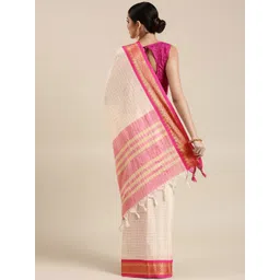 yourwish Checked Zari Pure Cotton Paithani Saree image 3