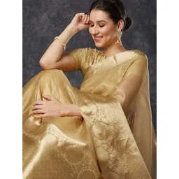 yourwish Checked Zari Tissue Banarasi Saree-picture-12