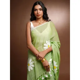 yourwish Floral Printed Pure Linen Saree-picture-38