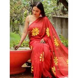 yourwish Floral Printed Pure Linen Saree-picture-10
