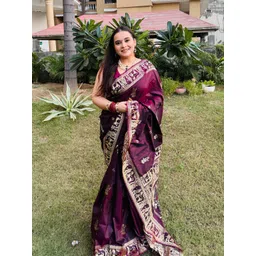 yourwish Woven Design Zari Art Silk Baluchari Saree-picture-28