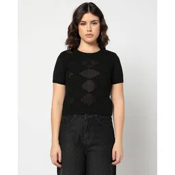 yousta Women Geometric Knit Pullover image 4