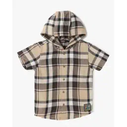 yousta Boys Checks Regular Fit Hooded Shirt-picture-45