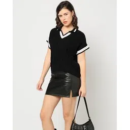 yousta Women Patterned Regular Fit Polo Pullover-picture-40