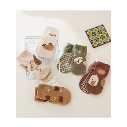 YOUSTYLO Infant Pack Of 5 Patterned Cotton Ankle-Length Socks-picture-24