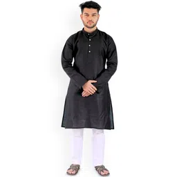 YOUTH ROBE Mandarin Collar Straight Kurta With Pyjamas-picture-42