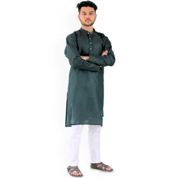 YOUTH ROBE Mandarin Collar Straight Kurta With Pyjamas-picture-34