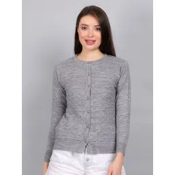 YOUTH ROBE Women Round Neck Woollen Cardigan image 1
