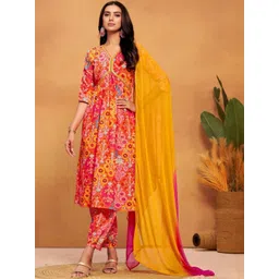 Youthnic Women Floral Printed Empire Kurta with Trousers & With Dupatta-picture-17