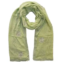 youthquake Flower Embroidered Diamond Work Chiffon Dupatta for Womens & Girls With 4 Side Lace-picture-21