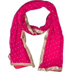 youthquake Women's Golden Printed Chiffon Dupatta With Four Side Golden Lace-picture-23