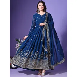 YOYO Fashion Embroidered Fit & Flared Ethnic Dress-picture-38