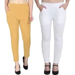 yozo Women's Cotton Lycra Ankle Length Pocket Leggings-picture-27