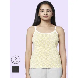YU by Pantaloons Beige & Grey Cotton Printed Camisoles - Pack Of 2-picture-25