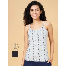 YU by Pantaloons Black & Grey Cotton Printed Camisoles - Pack Of 2-picture-14