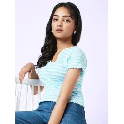 YU by Pantaloons Blue Striped Top-image-9