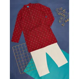 YU by Pantaloons Boys Ethnic Motifs Printed Regular Pure Cotton Kurta With Pyjamas-picture-29