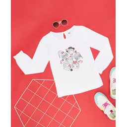 YU by Pantaloons Full Sleeves Cartoon Girls & Hearts Printed Tee - White-picture-13