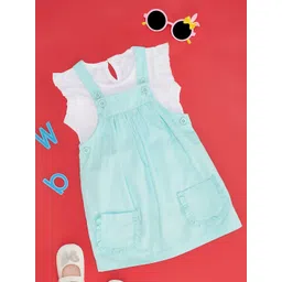 YU by Pantaloons Girls Cap Sleeves Pleated Cotton Pinafore Dress With Top-picture-27