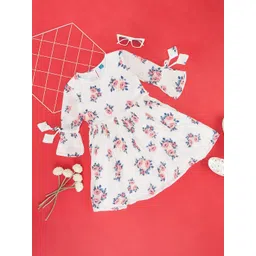 YU by Pantaloons Girls Floral Printed Bell Sleeves Fit & Flare Dress-picture-39