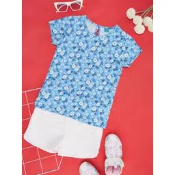 YU by Pantaloons Girls Printed Pure Cotton Round Neck Short Sleeves Top with Short-picture-21